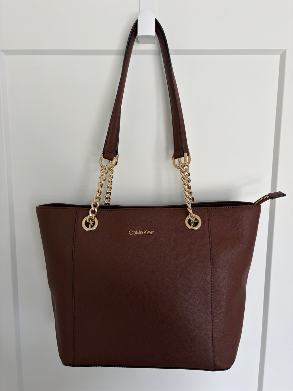 Calvin Klein Brown Tote with Gold Chain Straps